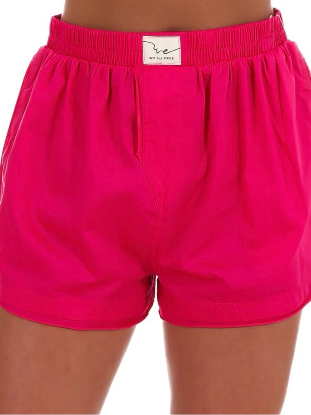 We The Free Vibrant Pink High-Waist Elastic Shorts